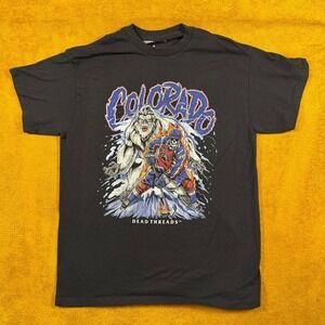 Dead Threads Colorado Bigfoot Hockey Skeleton T Shirt Mens Size M Black tshirt
